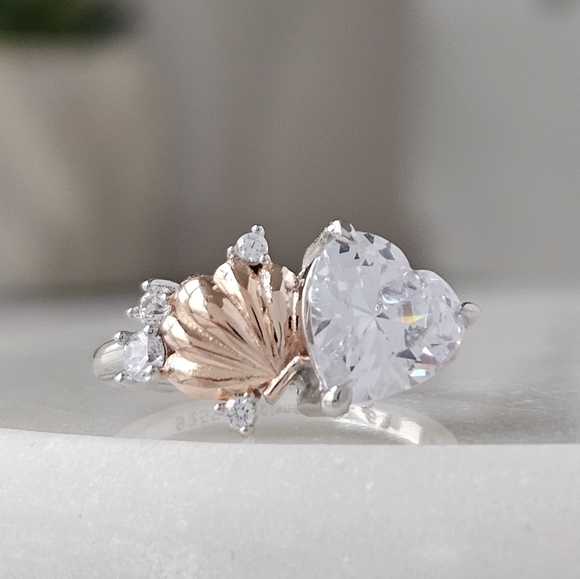 Disney The Little Mermaid Ariel Heart  & Shell ring, 925 Sterling Silver - Picture 6 of 8